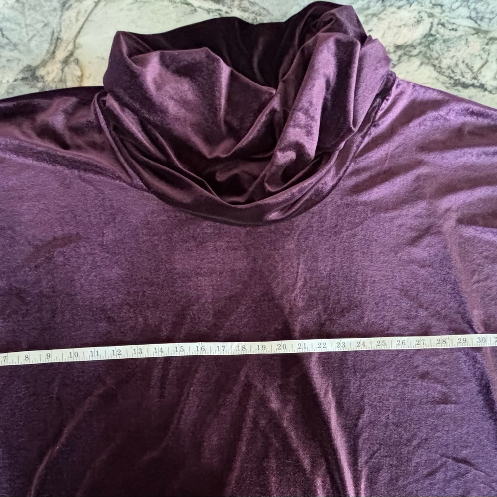 Marla Wynne Velour Purple Cowl Shirt 1X - Picture 7 of 7